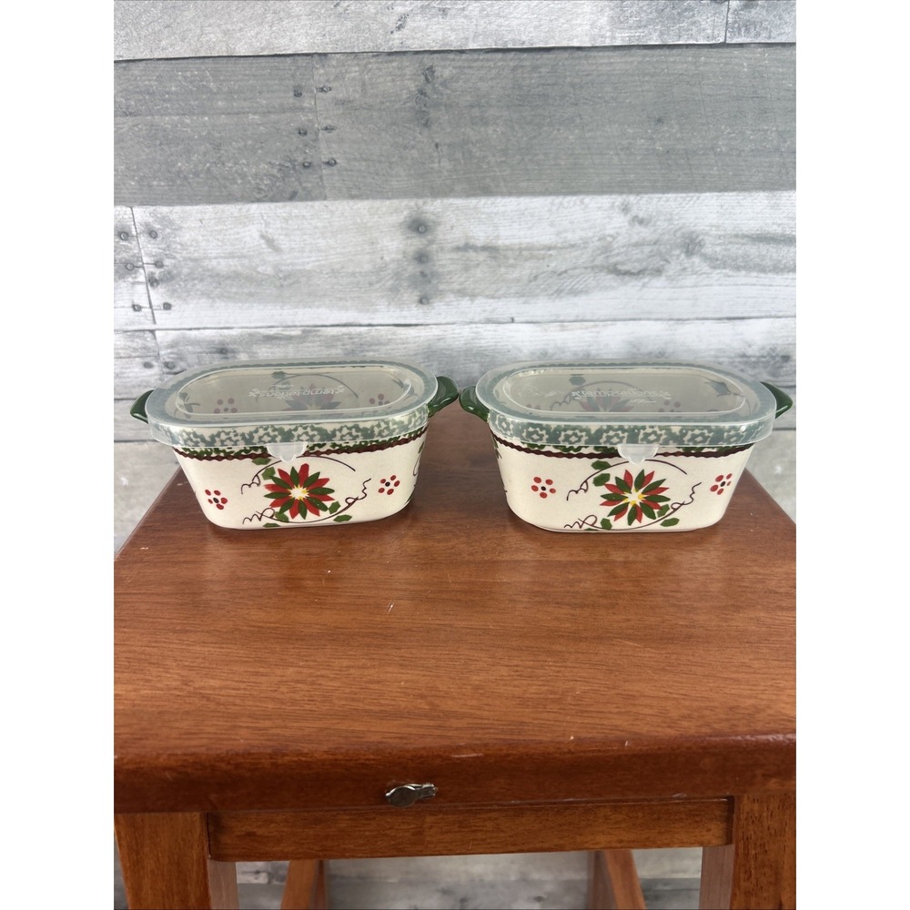 Temp-tations Old World 2X Mini 12 Oz Loaf Pans W/ Lids Christmas Holiday